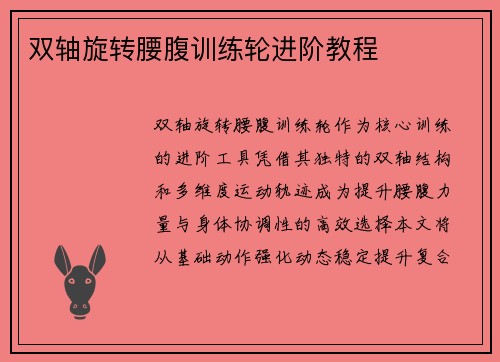 双轴旋转腰腹训练轮进阶教程